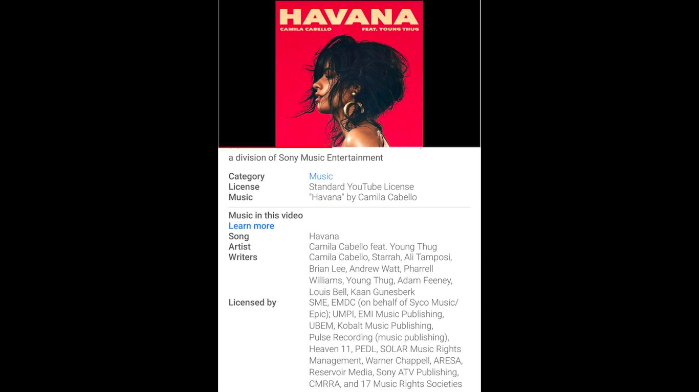 Youtube Just Added Songwriter Label And Publisher Credits To Millions Of Songs Music Business Worldwide - roblox id for havana remix