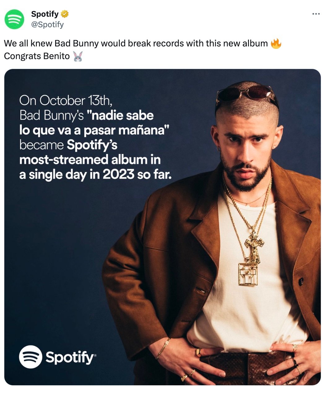 Bad Bunny breaks Spotify record for most-streamed album in a single day in  2023 so far - Music Business Worldwide