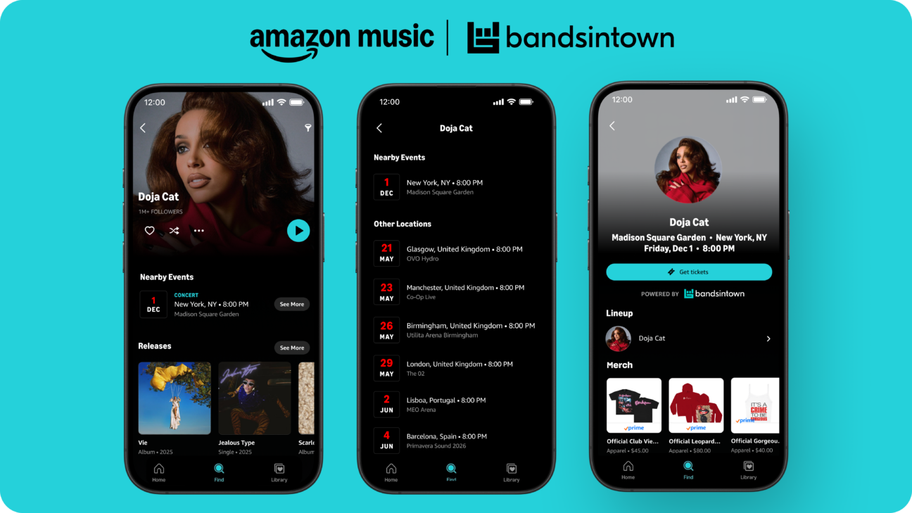 After Apple Music, Amazon Music taps Bandsintown to surface concert listings and ticket links on artist profiles