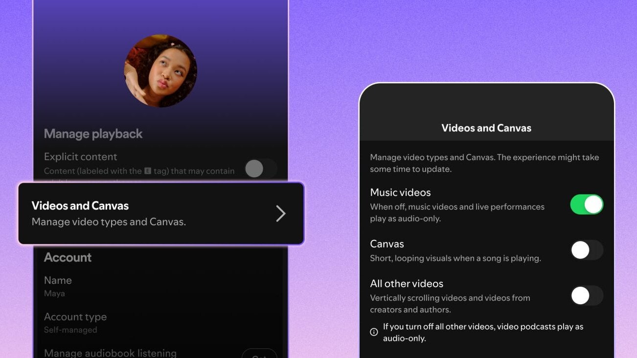 Spotify gives users the option to switch off video content across its platform